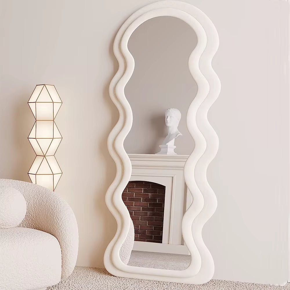 Large full-length floor mirror (irregular wavy shape)
