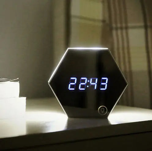 LED Mirror Digital Alarm Clock Light
