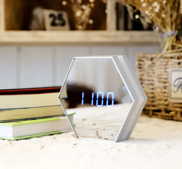 LED Mirror Digital Alarm Clock Light