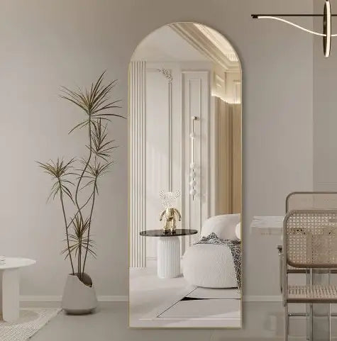 Gold 63x20 Inch Metal Arched Bracket Full-length Mirror