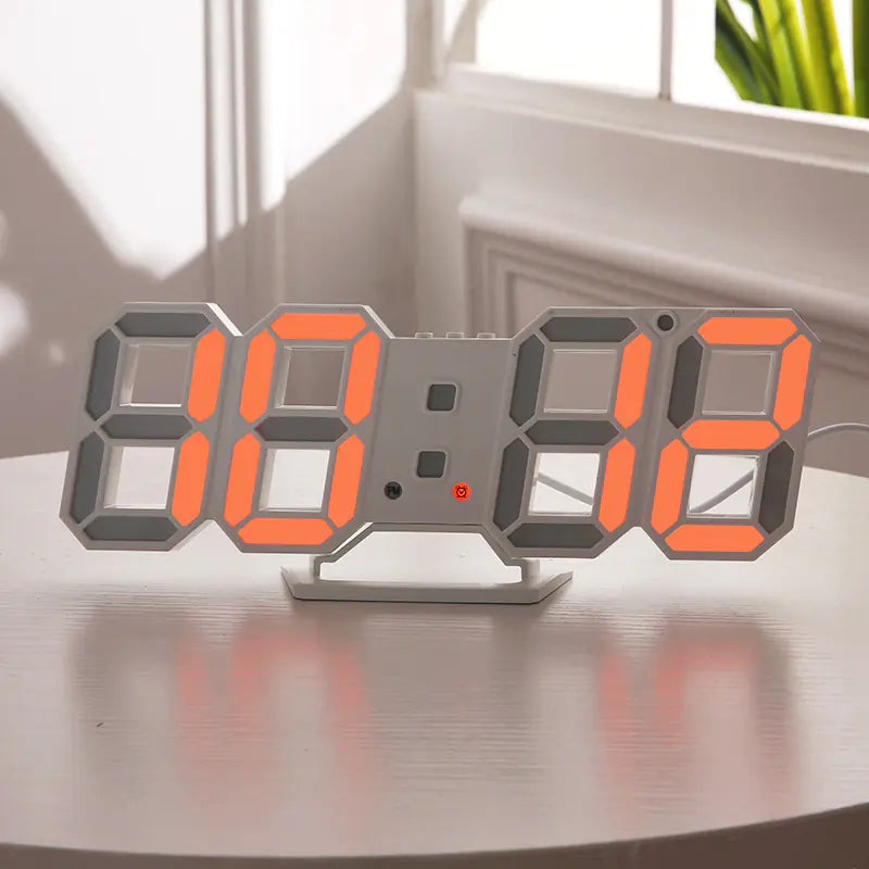 3D LED Digital Alarm Clock with USB Power (Wall Mount)