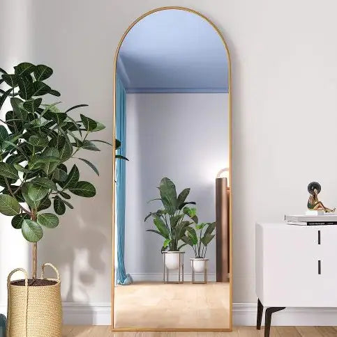 Gold 63x20 Inch Metal Arched Bracket Full-length Mirror