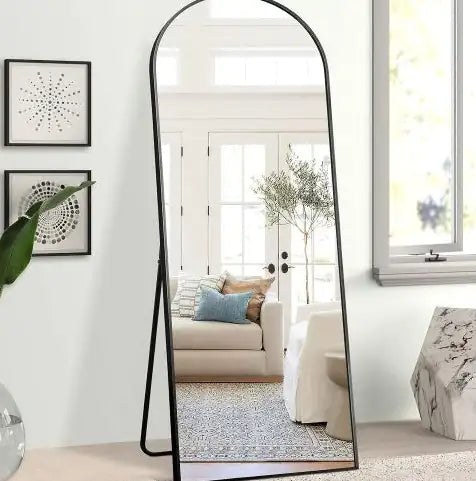 Black 63x20 Inch Metal Arched Bracket Full-length Mirror