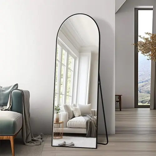 Black 65x22 Inches  Metal Arched Bracket Full-length Mirror