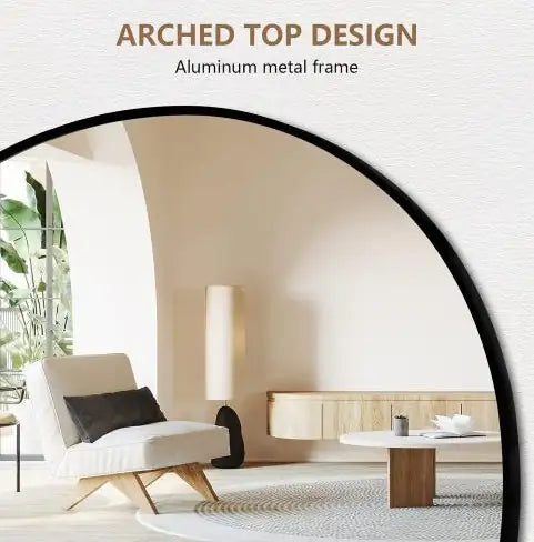 Black 63x20 Inch Metal Arched Bracket Full-length Mirror