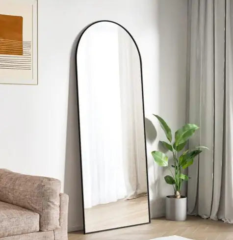 Black 63x20 Inch Metal Arched Bracket Full-length Mirror