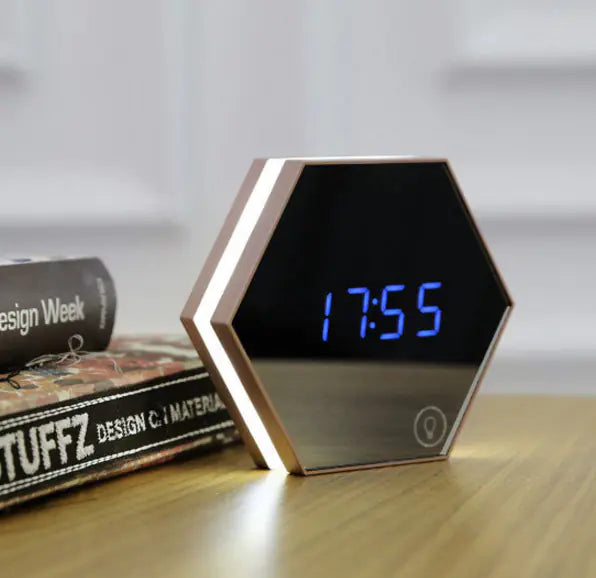 LED Mirror Digital Alarm Clock Light