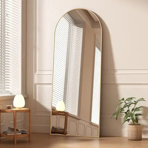 Gold 65x22 Inch Metal Arched Bracket Full-length Mirror