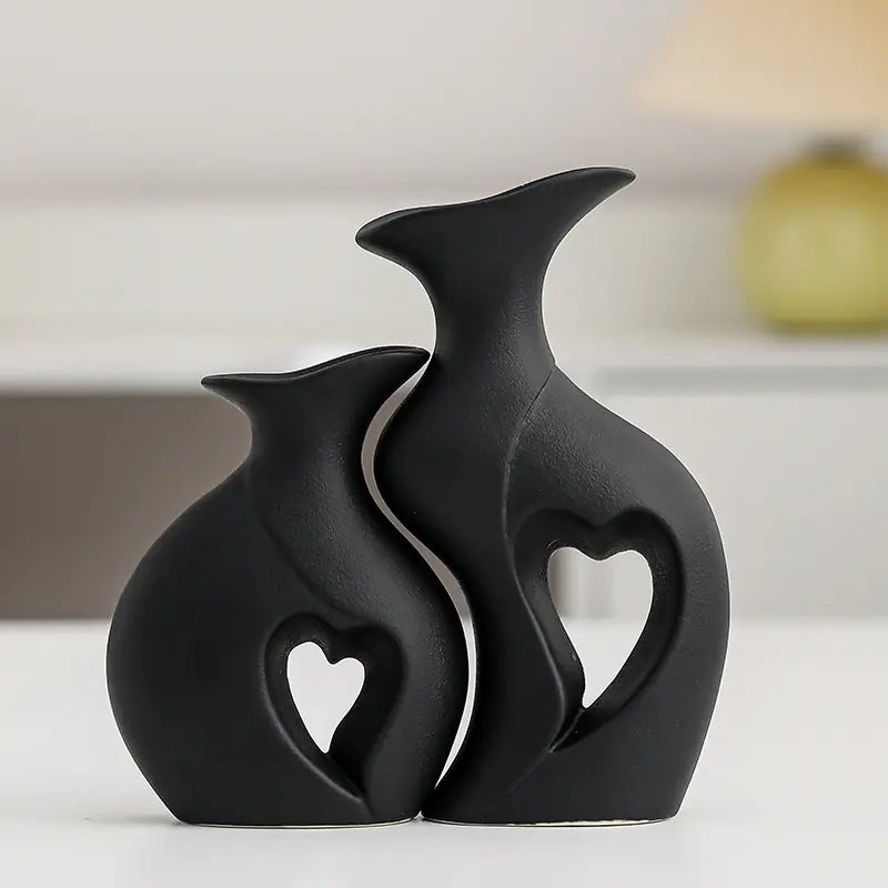 Creative White Ceramic Double Vase for Home Decor