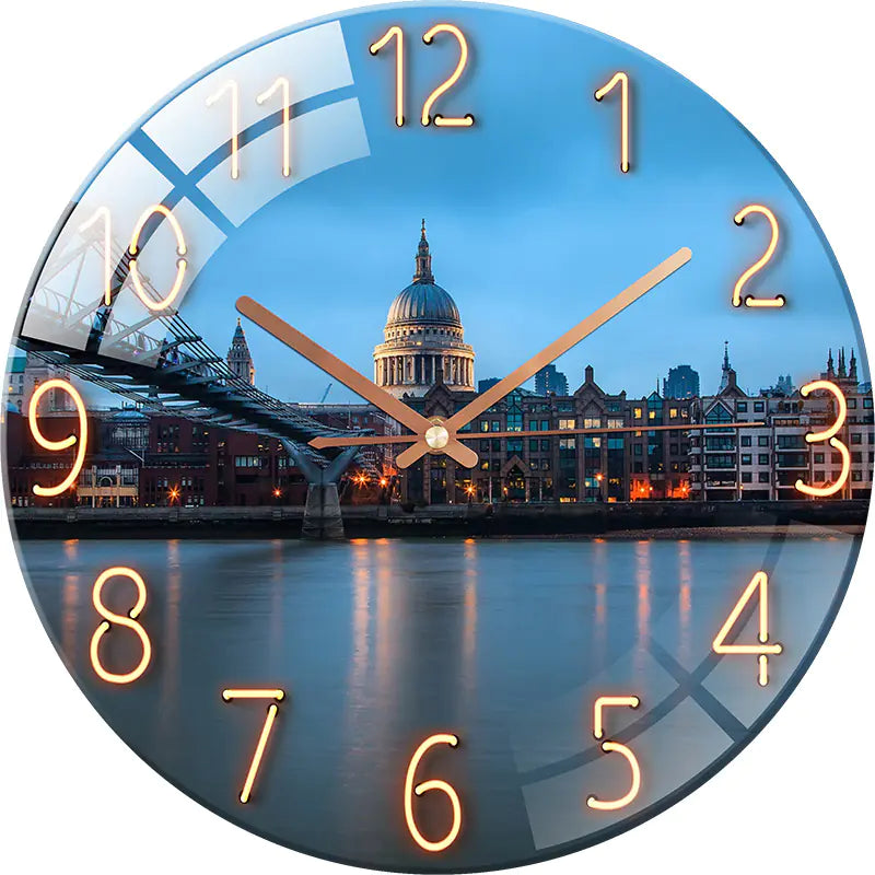 Customizable Silent Quartz Wall Clock with Glass Design