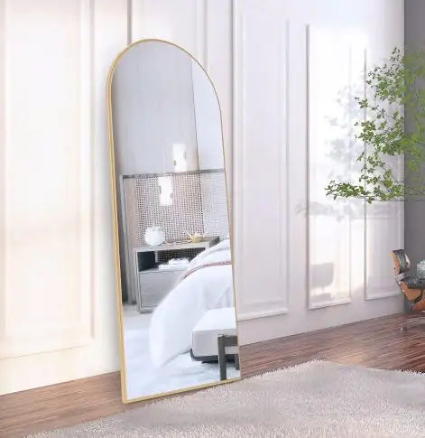 Gold 63x20 Inch Metal Arched Bracket Full-length Mirror