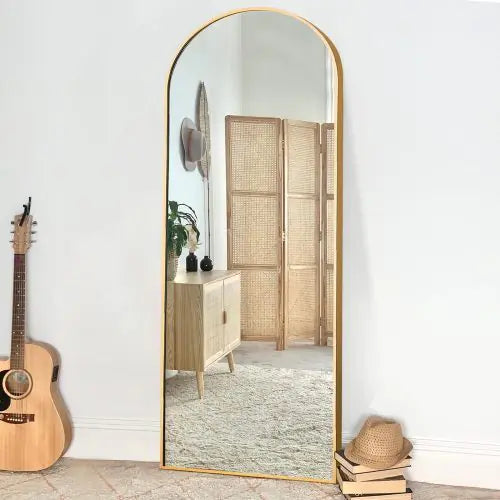 Gold 65x22 Inch Metal Arched Bracket Full-length Mirror