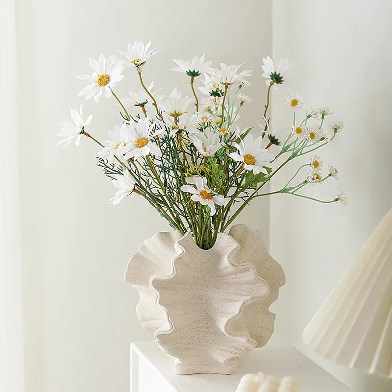 European White Ceramic Vase for Dried Flowers Decor