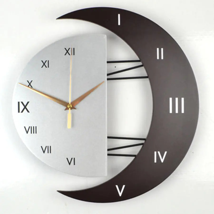 Artistic Wall Clock with Moon Frame and Silent Quartz