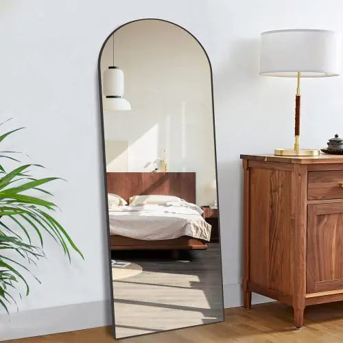 Black 65x22 Inches  Metal Arched Bracket Full-length Mirror