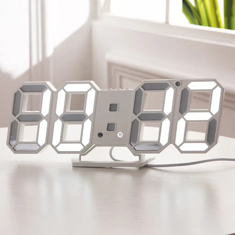 3D LED Digital Alarm Clock with USB Power (Wall Mount)