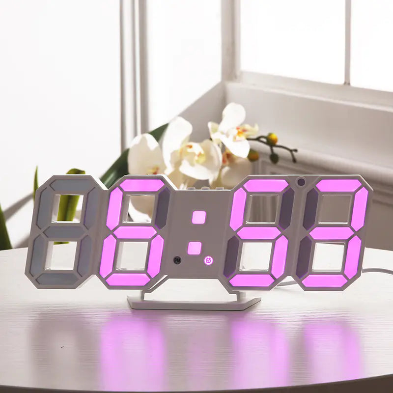 3D LED Digital Alarm Clock with USB Power (Wall Mount)