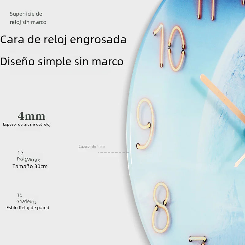 Customizable Silent Quartz Wall Clock with Glass Design