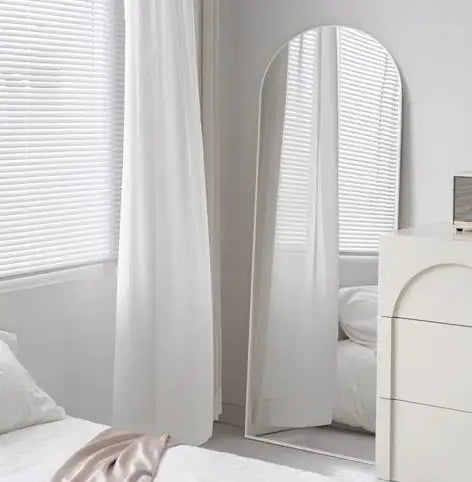 Silver 63x20 Inch Metal Arched Brace Full-length Mirror