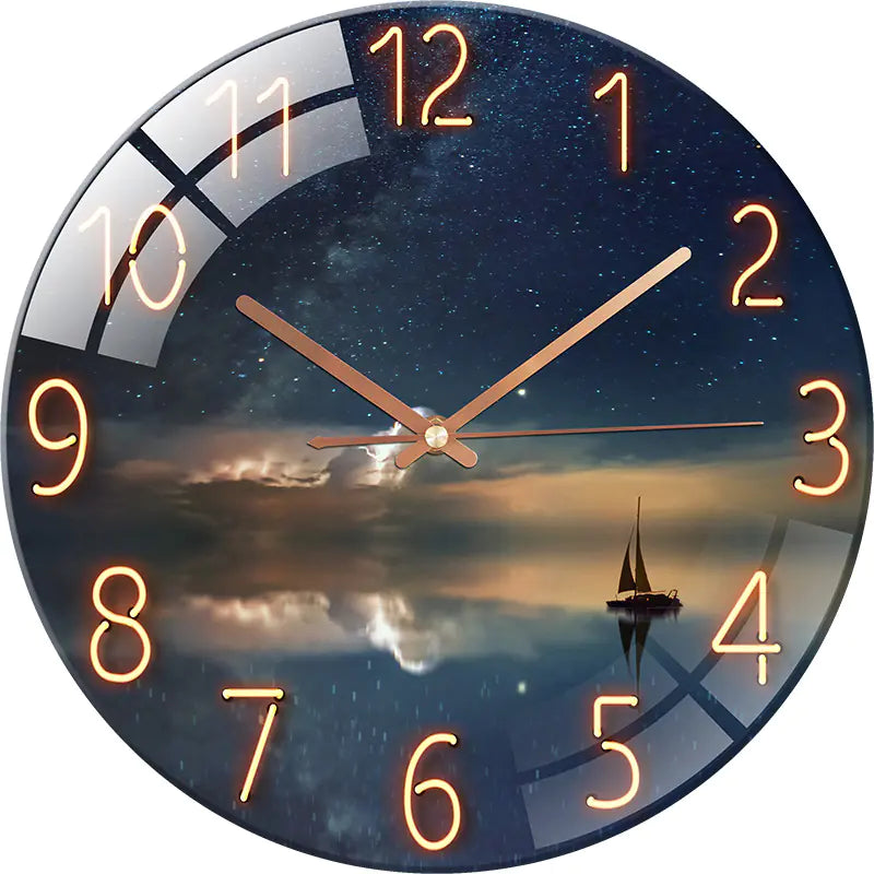 Customizable Silent Quartz Wall Clock with Glass Design