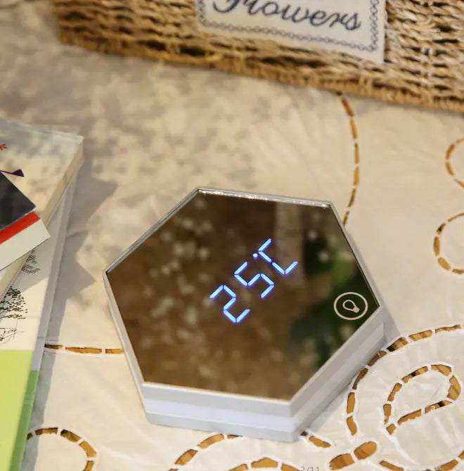 LED Mirror Digital Alarm Clock Light